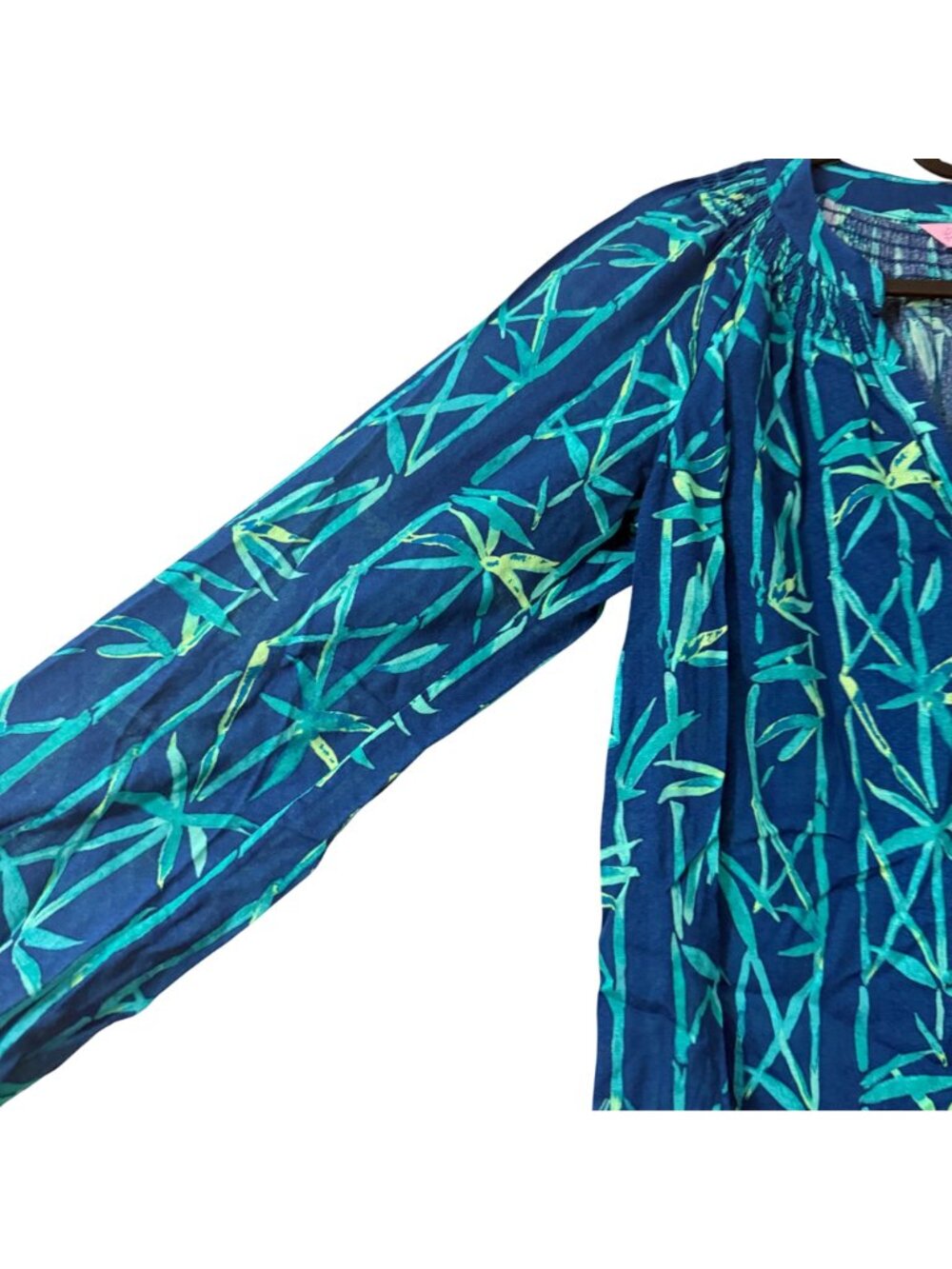 Lilly Pulitzer Blue Green Bamboo Blouse Pant Set Womens Size XS/S - Picture 5 of 13